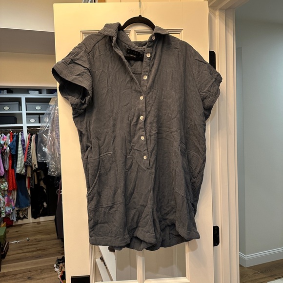 Hatch Lenora Grey Blue Maternity Romper Size 1 - Picture 4 of 7